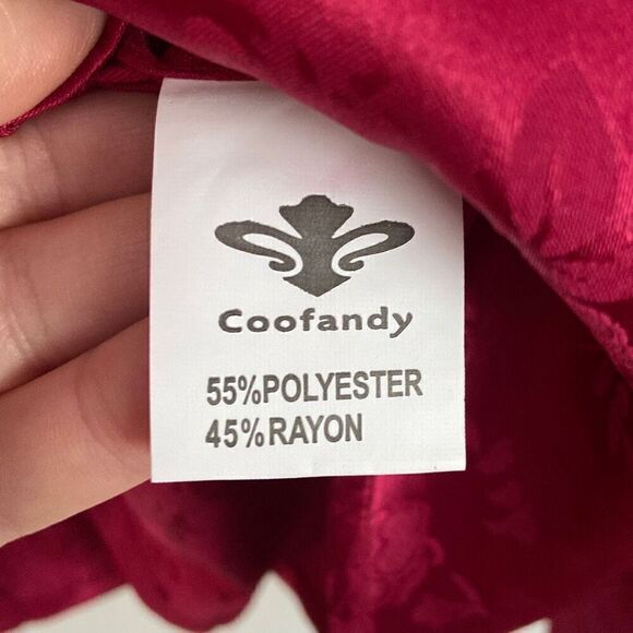 Coofandy Solid Red Floral Design Button Down Long Sleeve Blouse Ladies Size XXXL - Picture 6 of 10